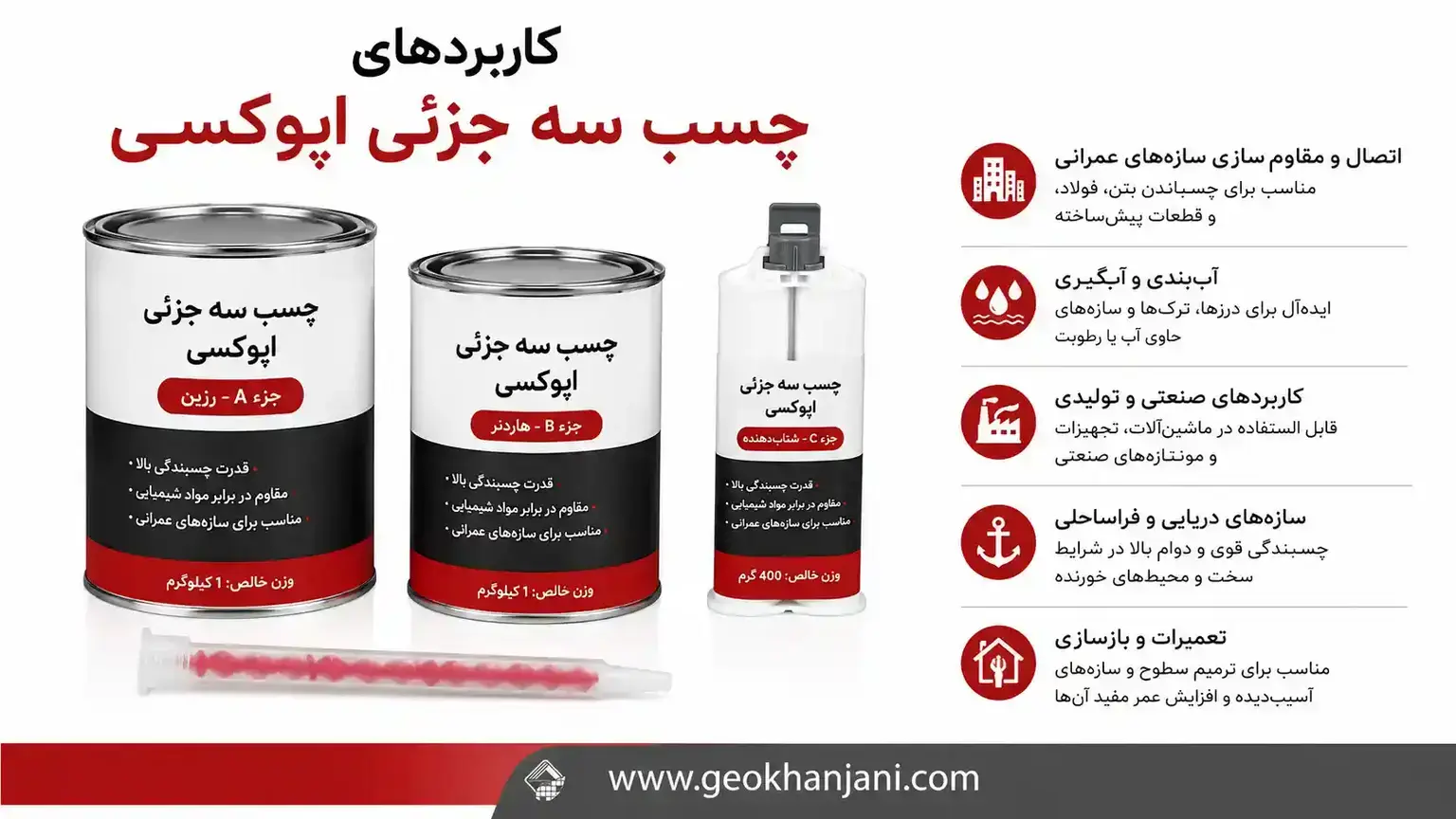 کاربردهای چسب سه جزئی اپوکسی کاربردهای چسب سه جزئی اپوکسی