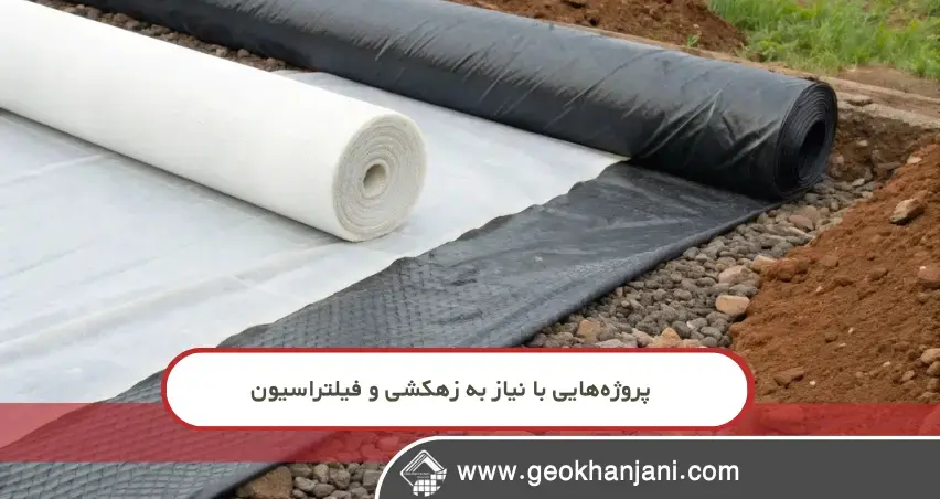 پروژههایی با نیاز به زهکشی و فیلتراسیون ژئوممبران برای این کاربردها مناسب نیست؛ تجربههایی از شکست پروژه